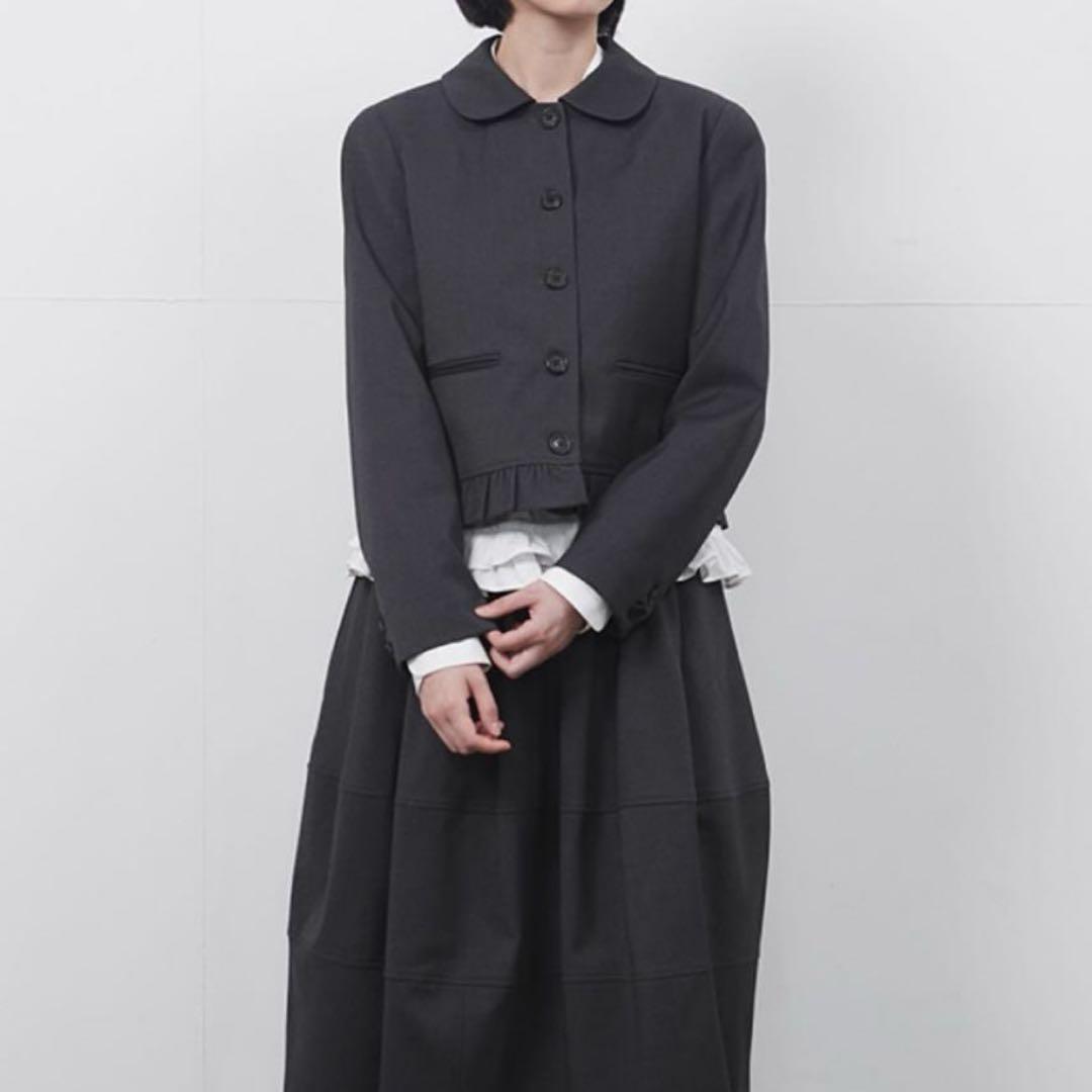 oheshio フリル付きダークグレージャケット