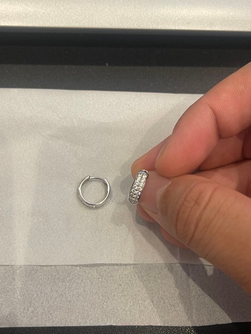 AVALANCHE 10K ホワイトゴールド ピアス 13mm フープピアス