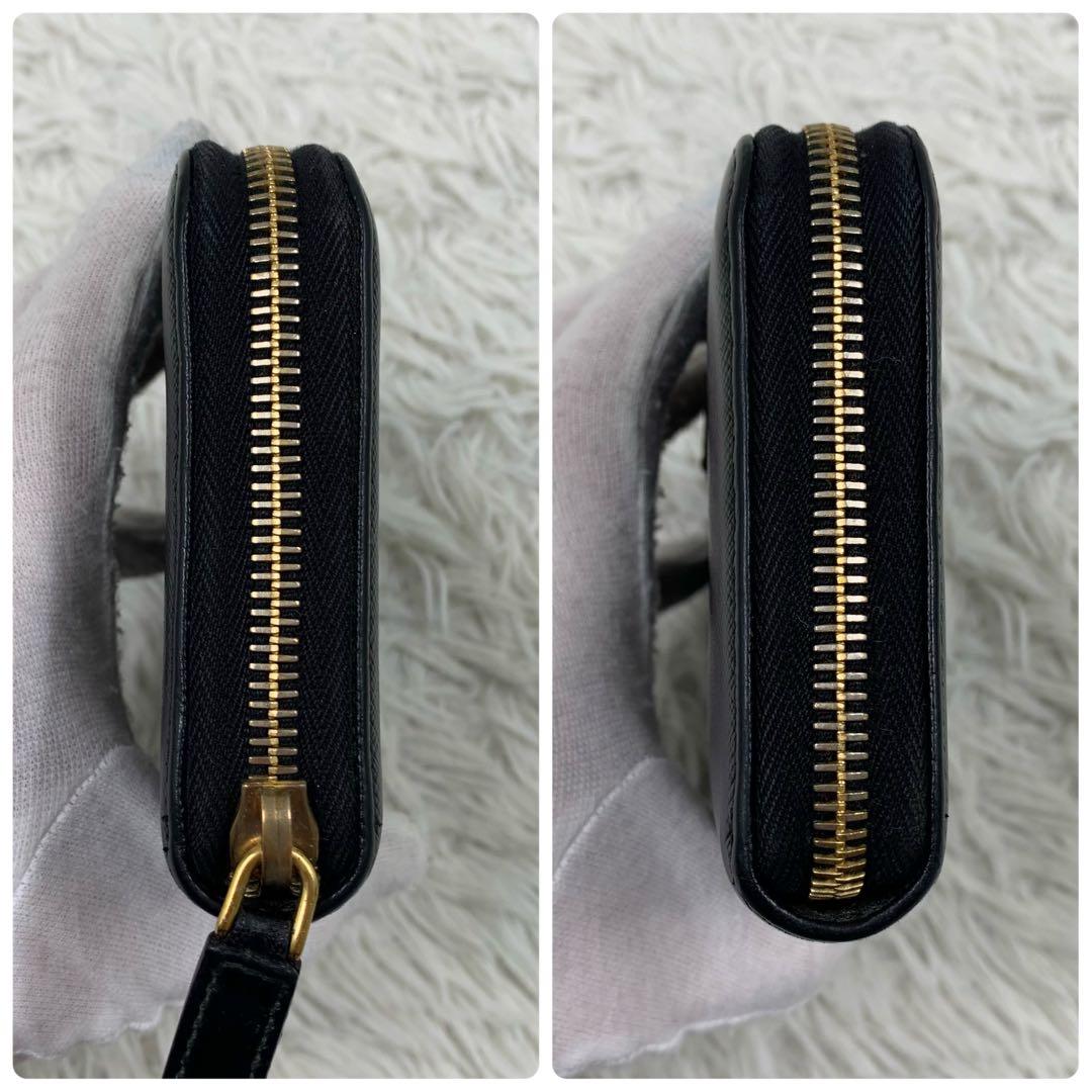 【✨極美品✨】プラダ 長財布 ラウンドジップ 三角ロゴ サフィアーノ ブラック