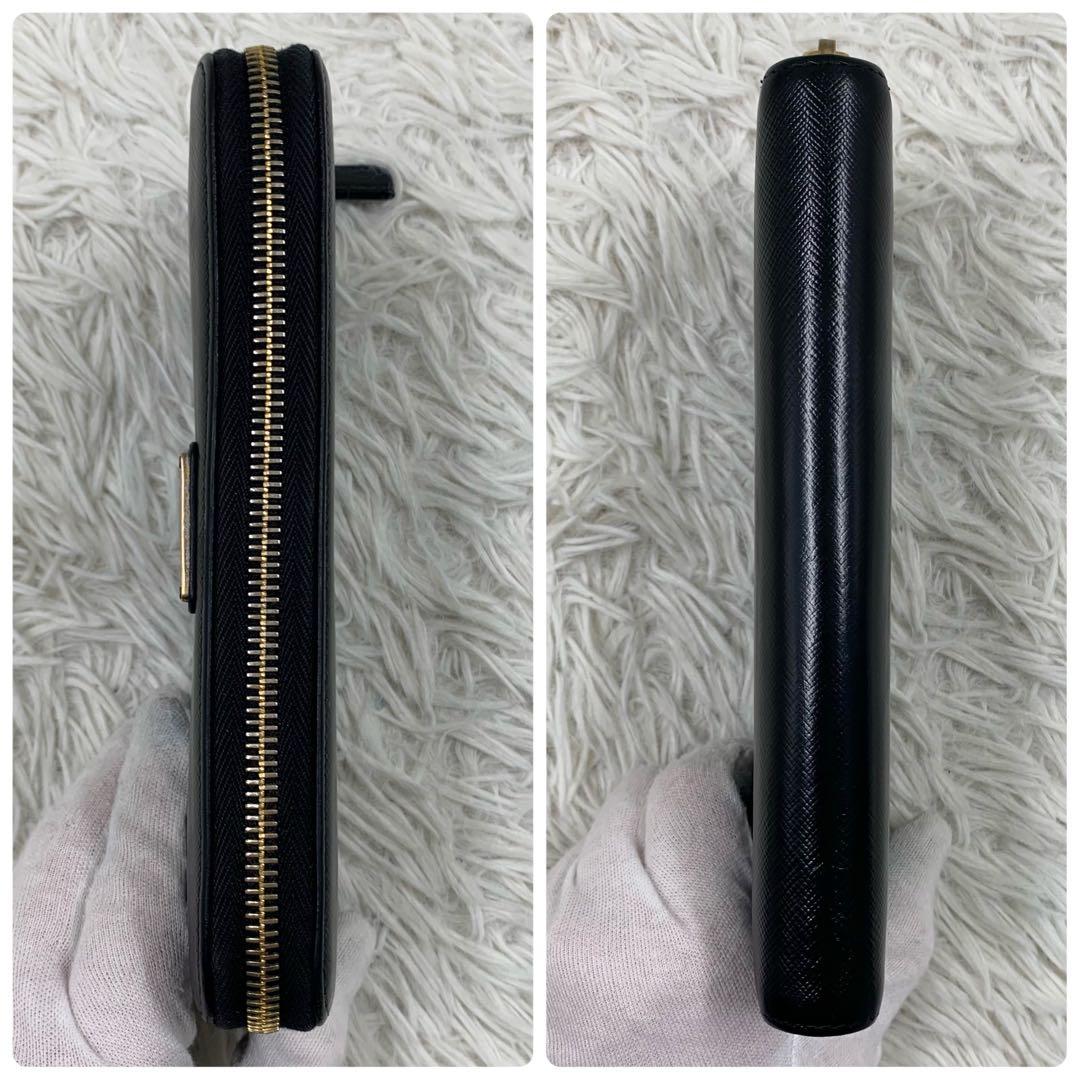 【✨極美品✨】プラダ 長財布 ラウンドジップ 三角ロゴ サフィアーノ ブラック