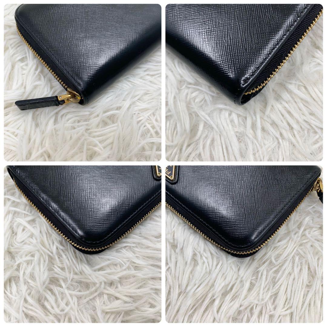 【✨極美品✨】プラダ 長財布 ラウンドジップ 三角ロゴ サフィアーノ ブラック