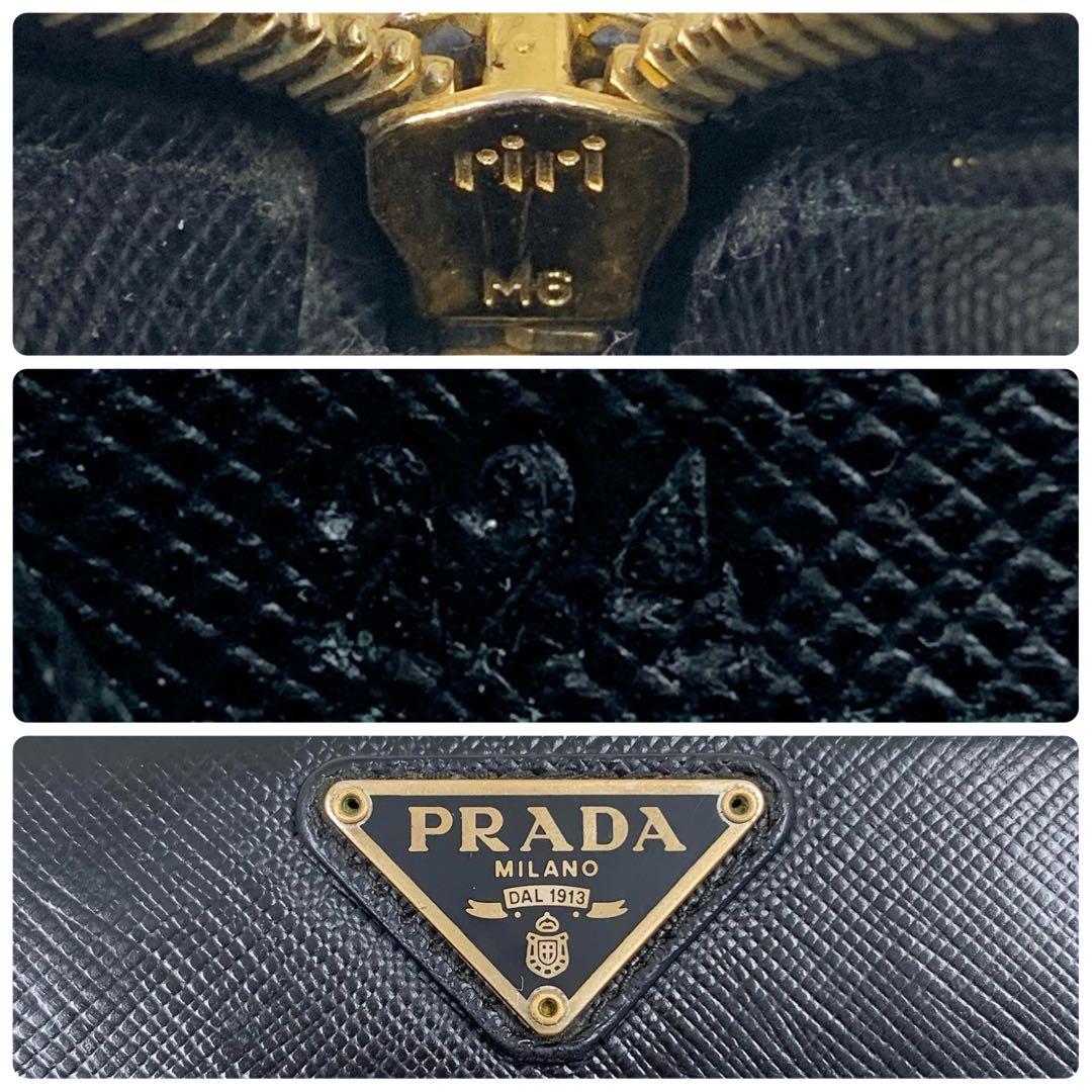 【✨極美品✨】プラダ 長財布 ラウンドジップ 三角ロゴ サフィアーノ ブラック