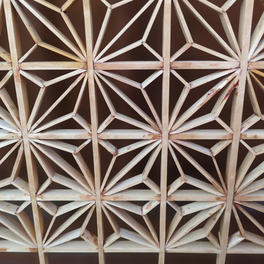 昭和レトロ 組子欄間①+② 2枚 書院障子 建具 衝立 引戸 ガラス戸