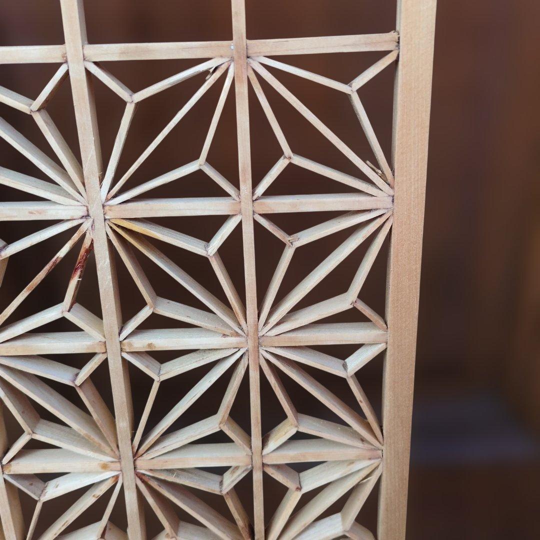 昭和レトロ 組子欄間①+② 2枚 書院障子 建具 衝立 引戸 ガラス戸