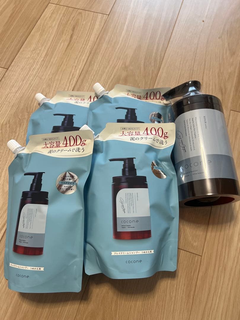 cocone クリームシャンプー 400g ラベンダー、詰め替え400g4個