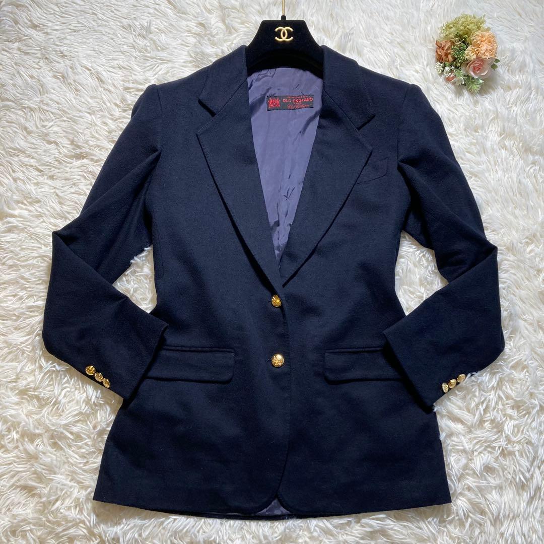 極美品 オールドイングランド ウール カシミヤ 紺ブレ 金ボタン テーラード