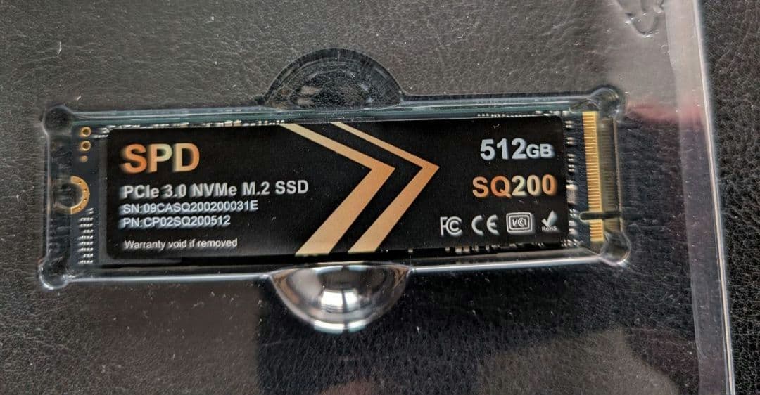 SPD SQ200 512GB M.2 2280 SSD 動作確認済み