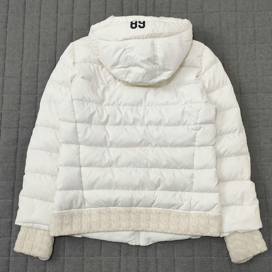 パーリーゲイツ　ダウンジャケット　袖裾ケーブルニット　フード　ホワイト　サイズ1