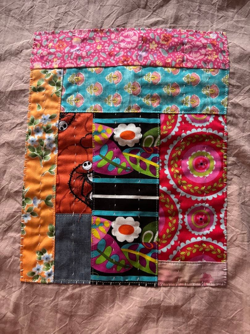 ちくちくもんぺパンツパッチワーク モーヴピンク色