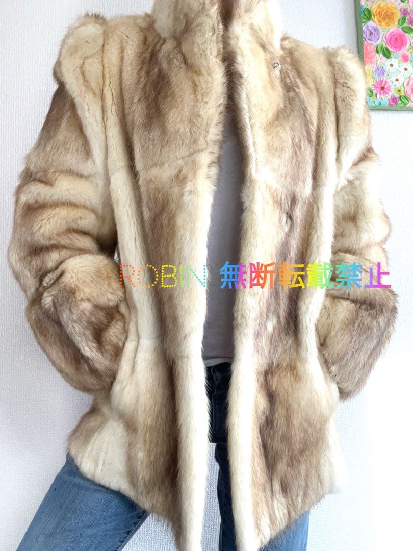 バブリー　本毛皮　ゴールドファーコート　Y2K 極上柔らか
