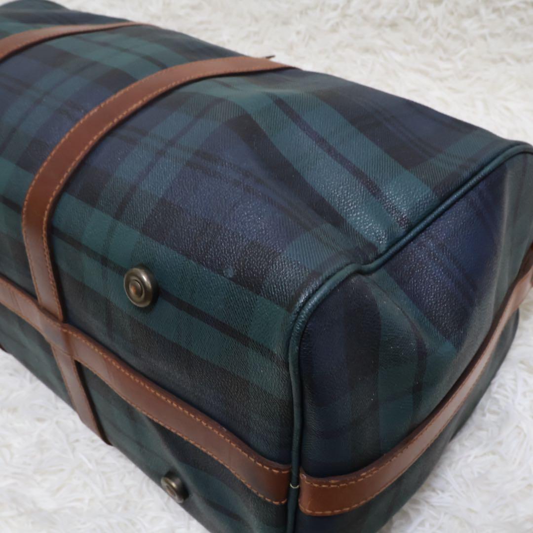 ポロラルフローレン　ダークグリーン チェック柄 ボストンバッグ