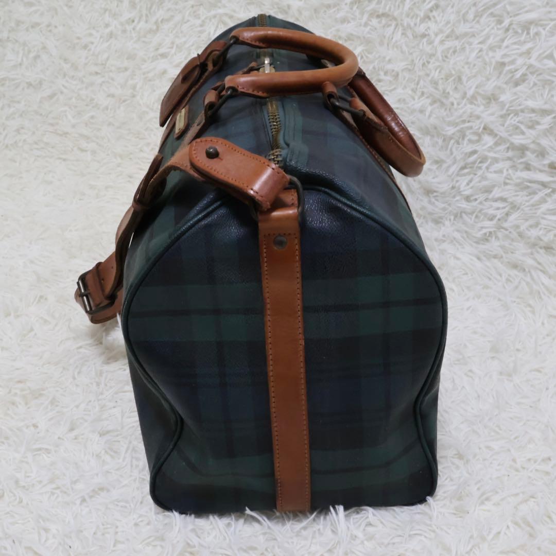 ポロラルフローレン　ダークグリーン チェック柄 ボストンバッグ