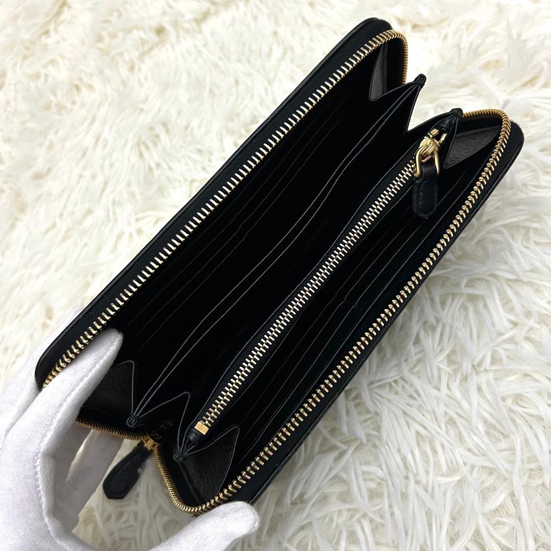 【極美品】PRADA ラウンドファスナー サフィアーノレザー 長財布 ブラック