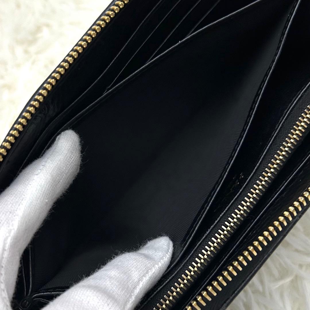 【極美品】PRADA ラウンドファスナー サフィアーノレザー 長財布 ブラック