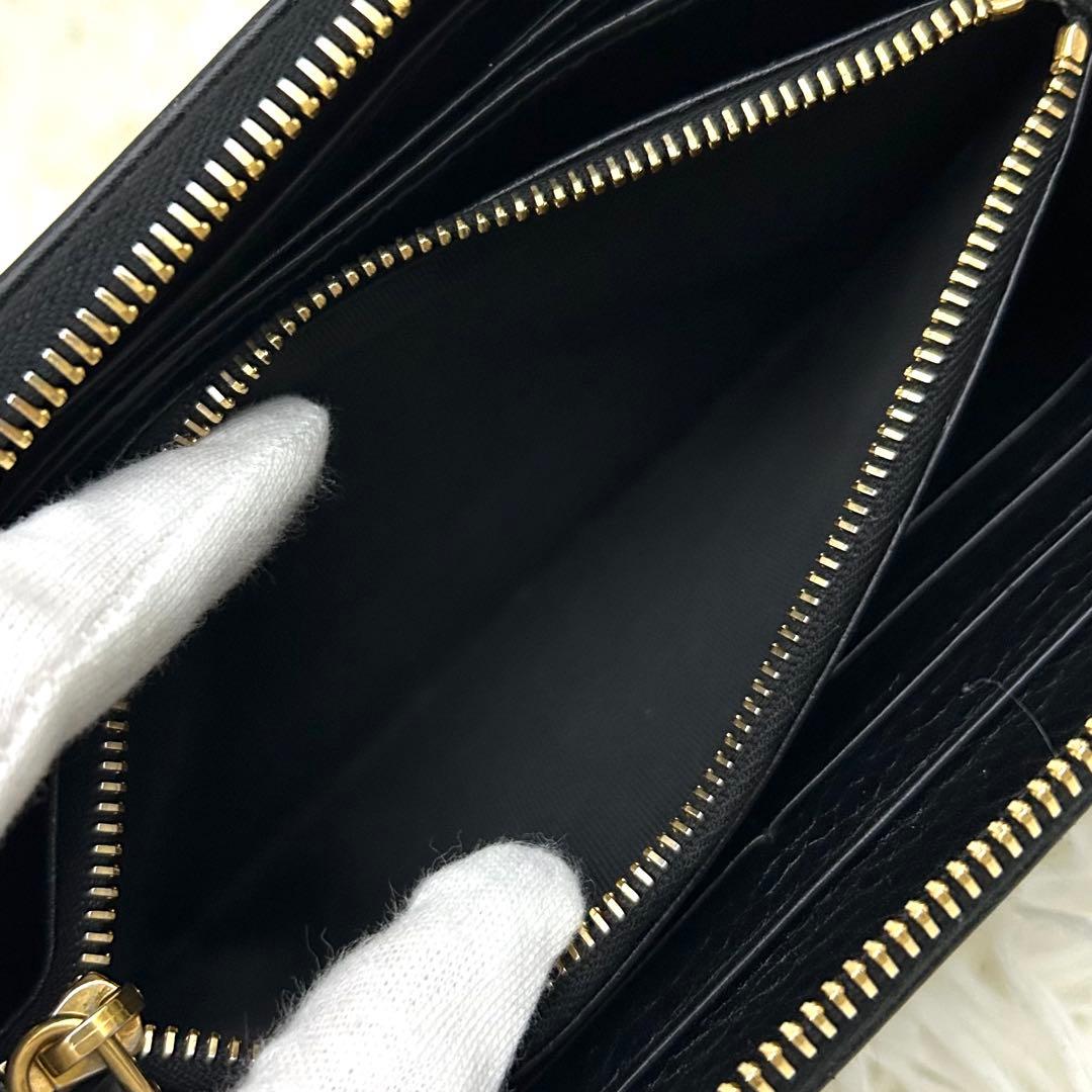 【極美品】PRADA ラウンドファスナー サフィアーノレザー 長財布 ブラック