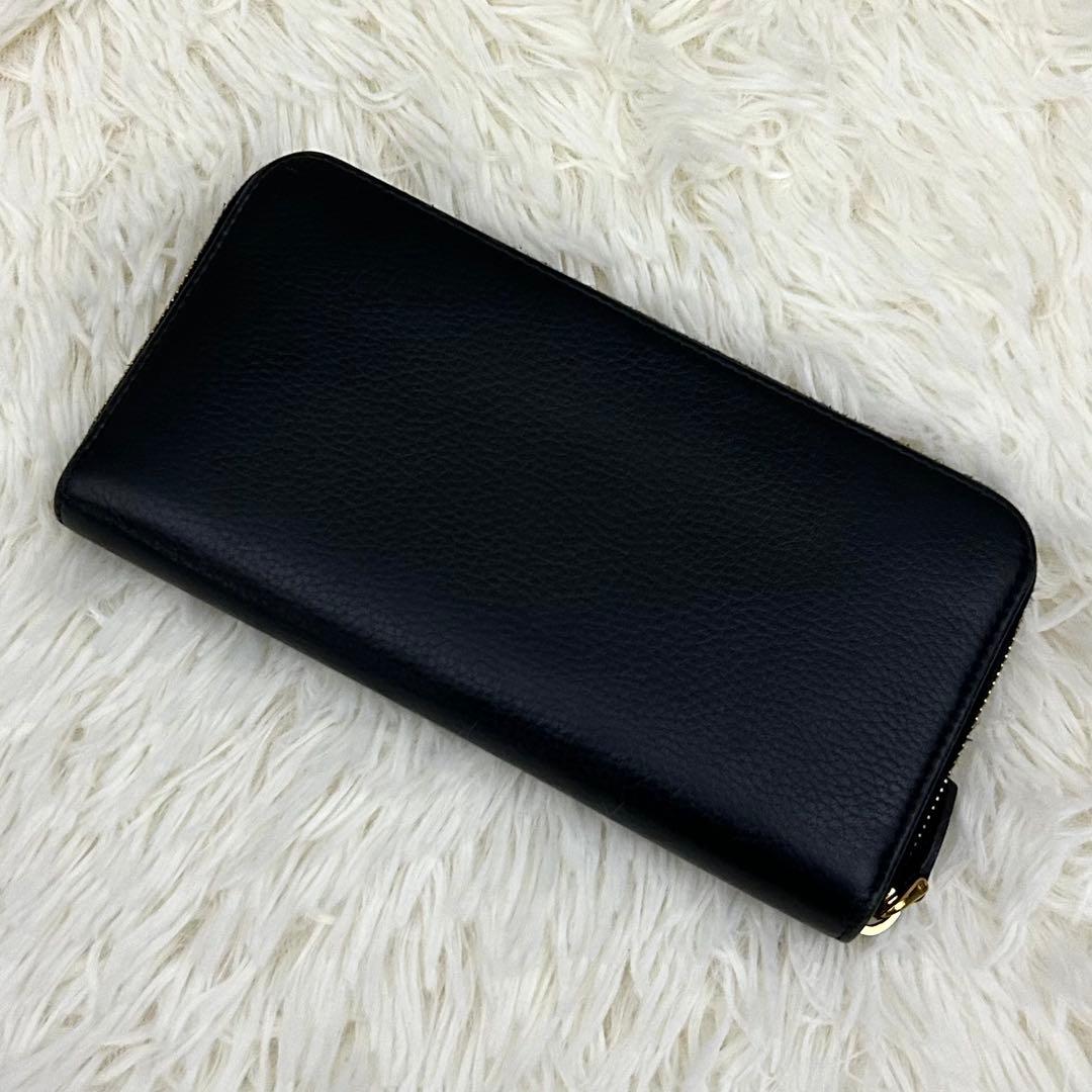 【極美品】PRADA ラウンドファスナー サフィアーノレザー 長財布 ブラック