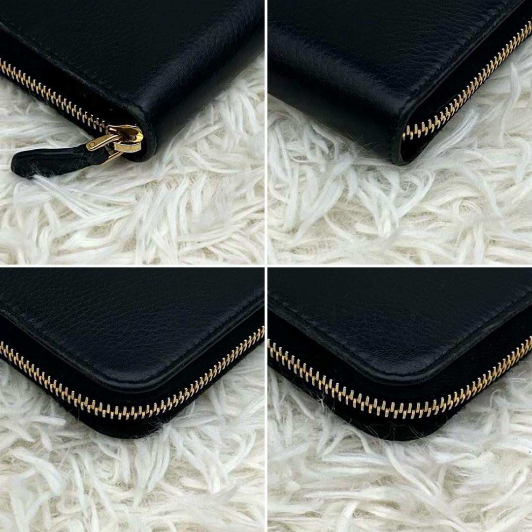 【極美品】PRADA ラウンドファスナー サフィアーノレザー 長財布 ブラック