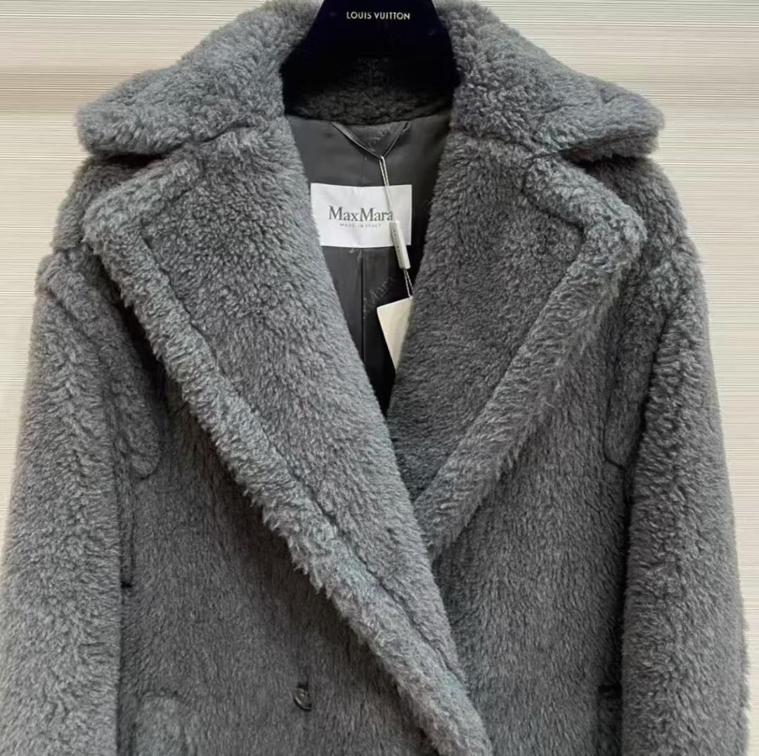 Max Maraテディベア コートグレー ファー ロングコート