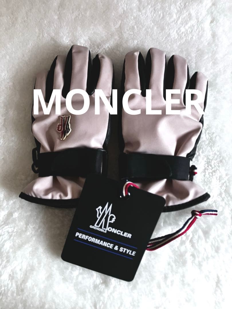 MONCLER グローブ ベージュ/ブラックキッズ用Ｌ