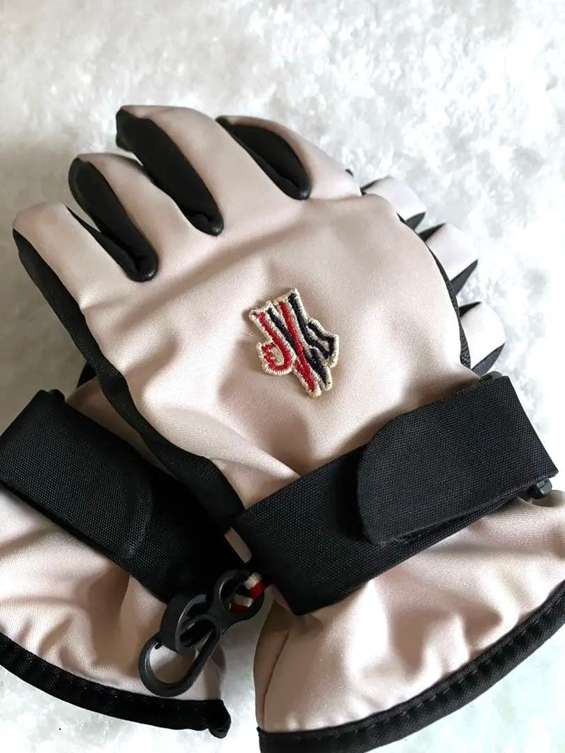 MONCLER グローブ ベージュ/ブラックキッズ用Ｌ