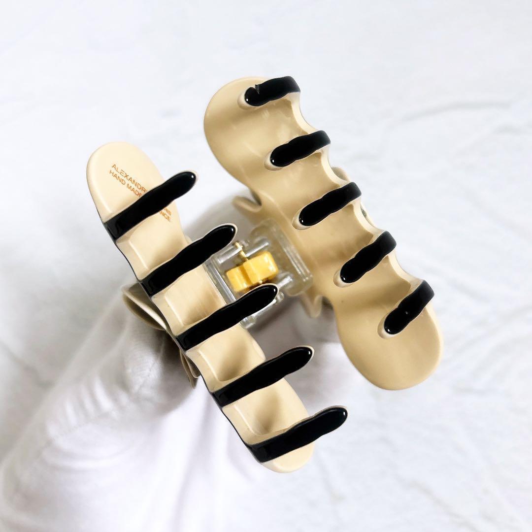 希少 Alexandre De Paris カメリア ヘアクリップ 黒 ベージュ