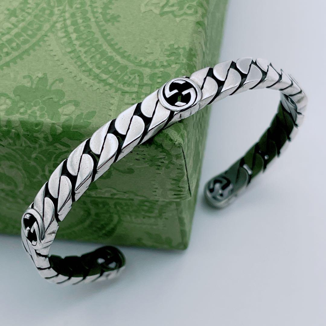 GUCCI バングル　インターロッキング　チェーン　喜平　シルバー925