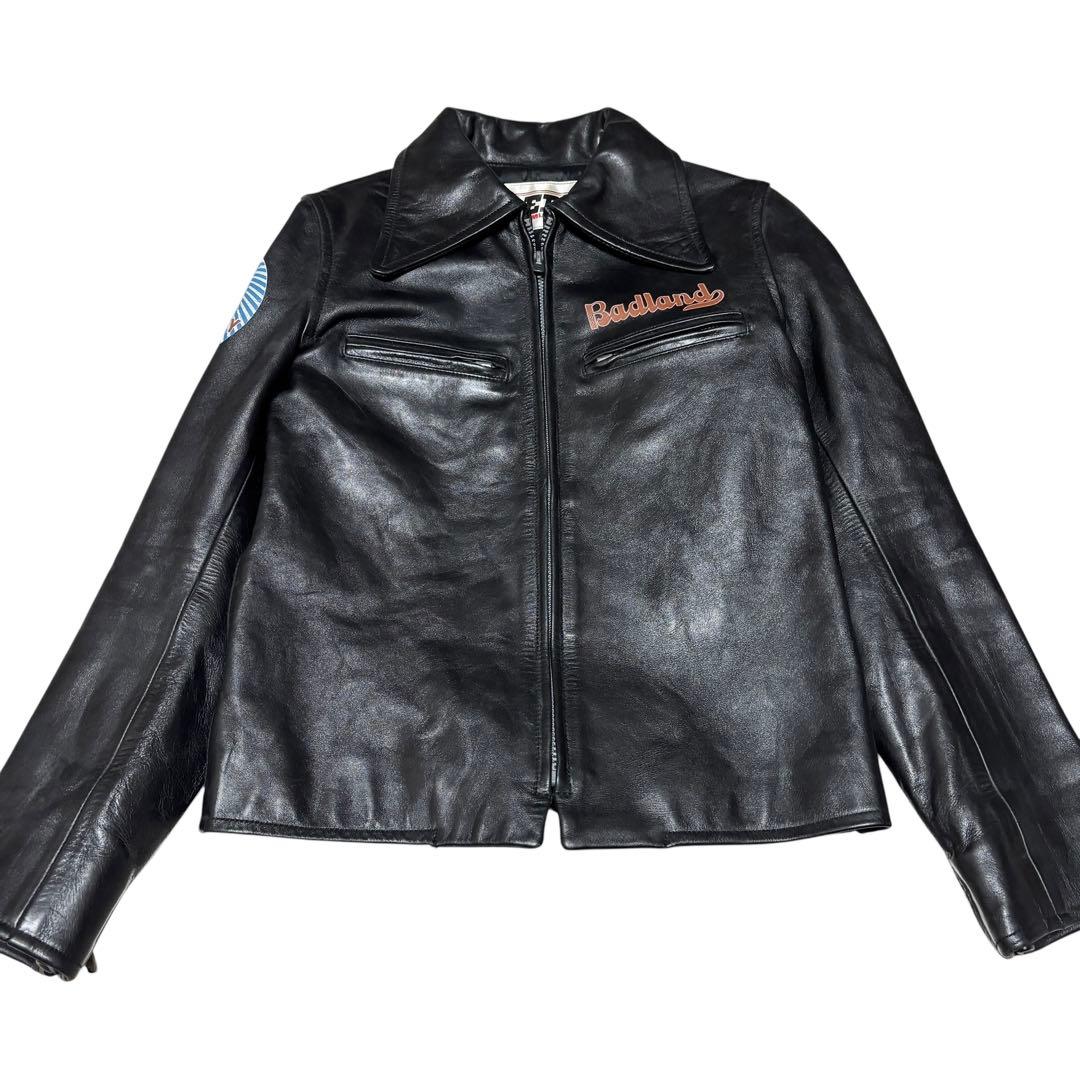 美品 オゾンコミュニティ 牛革 シングル ライダース ジャケット ブラック 本革