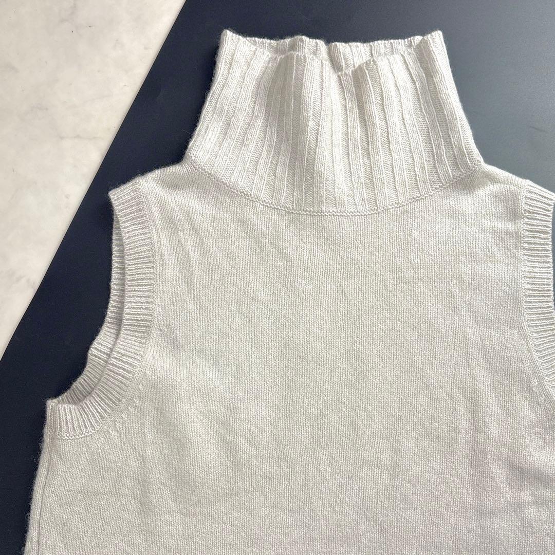 美品✨マーガレットハウエル ロールネック ニットベスト カシミヤ混 ライトグレー