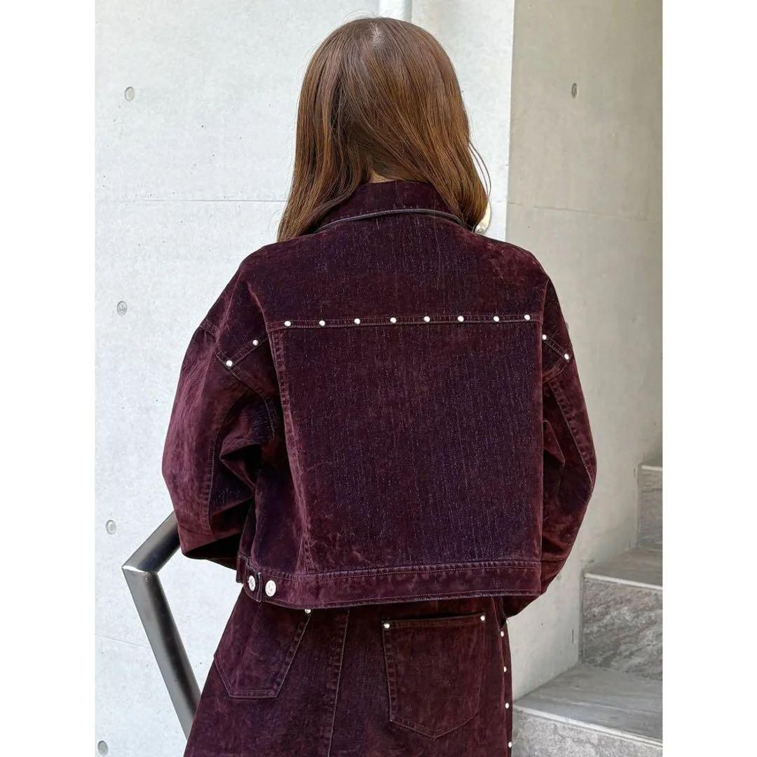 MURUA フロッキーデニムジャケット ボルドー