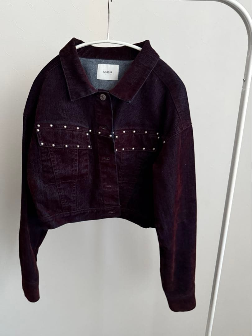 MURUA フロッキーデニムジャケット ボルドー