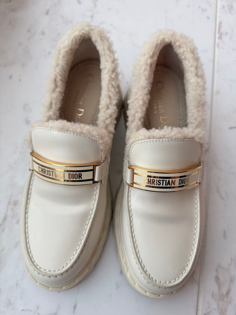 Dior クリスチャンディオール　ローファー　ボア　ロゴプレート 36 23cm