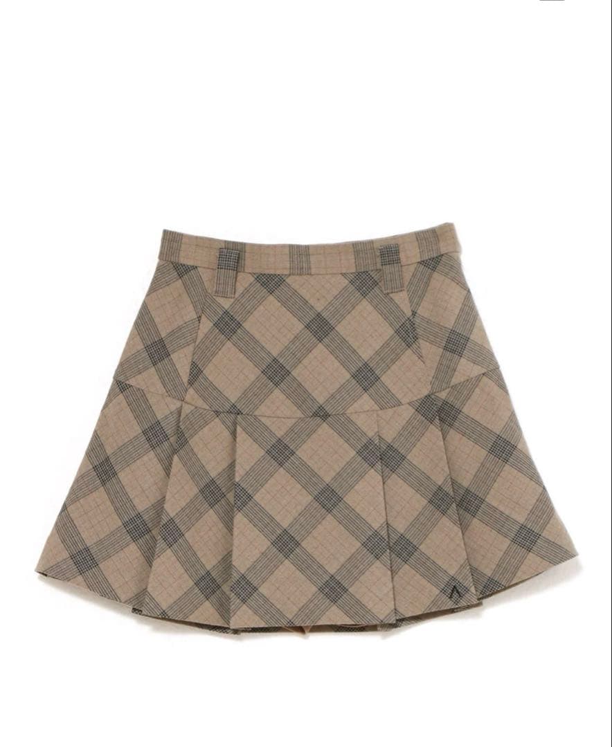 即日発送S Coco check mini pleats skirt ベージュ