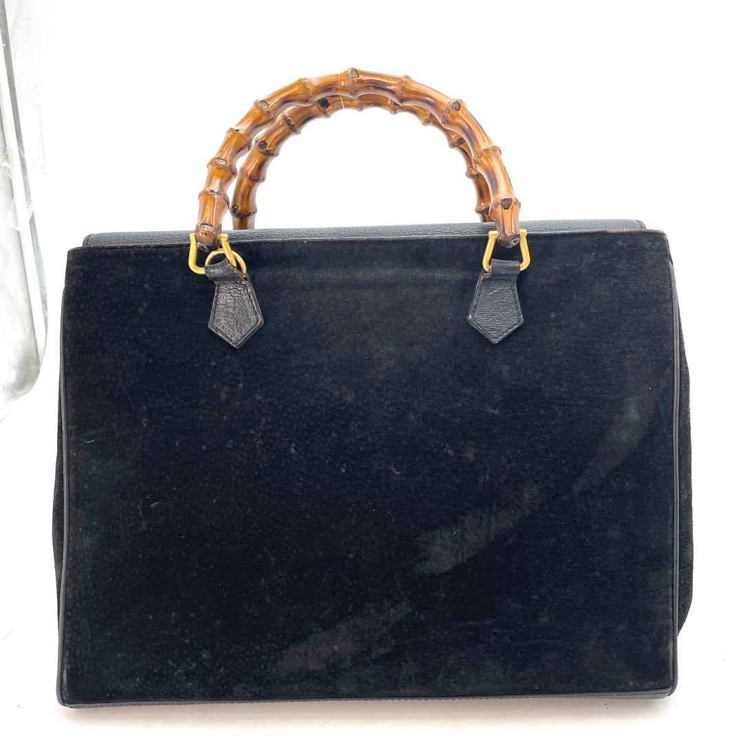 グッチ ハンドバッグ バンブー スエード ビジネス 黒 FM646