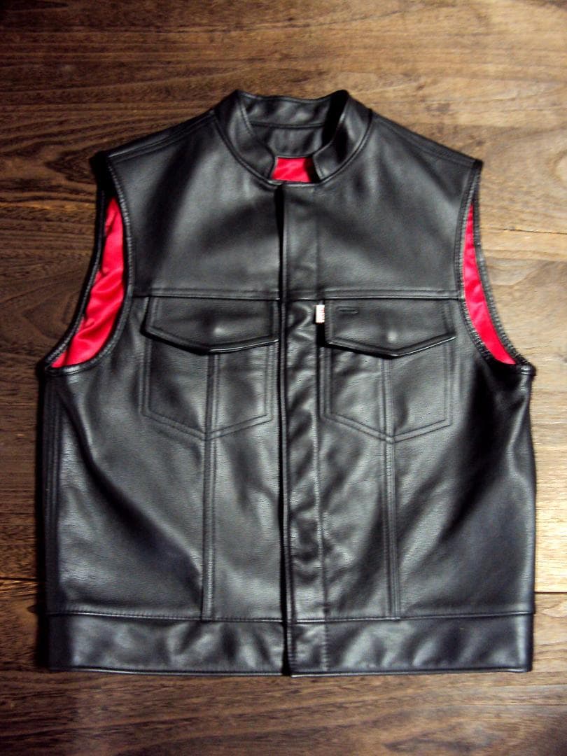 81 SUPPORT レザー クラブ　ベスト S　HA　ヘルズエンジェルズ