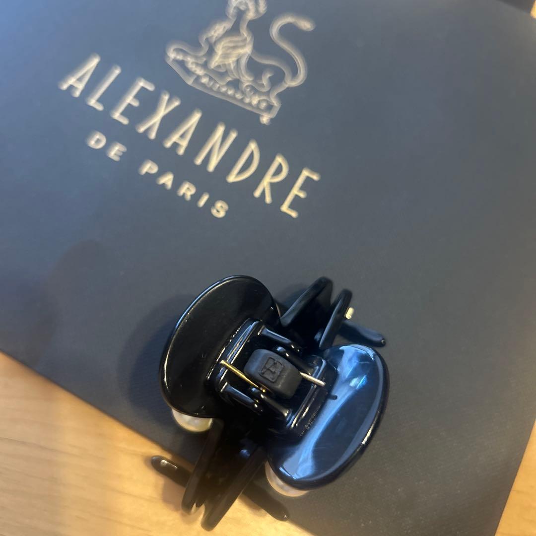 ALEXANDRE DE PARIS パール付きヘアクリップ　黒Sサイズ