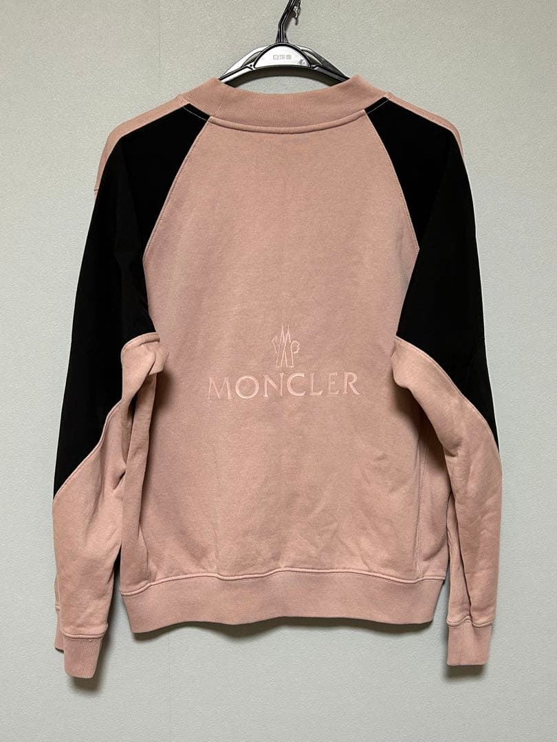 MONCLER スウェット シャツ トレーナー ピンク M ロゴ 黒 モンクレー