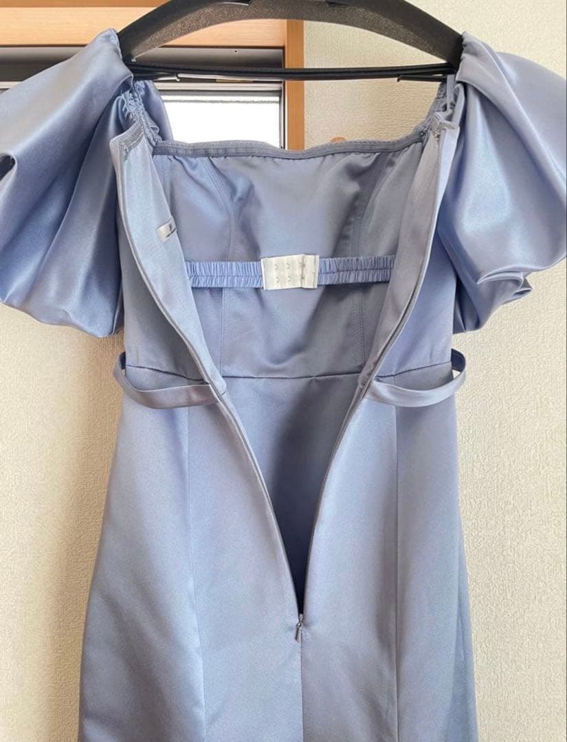 【美品】【ドレスプロダクション】ウェディングドレス　サテンドレス•水色