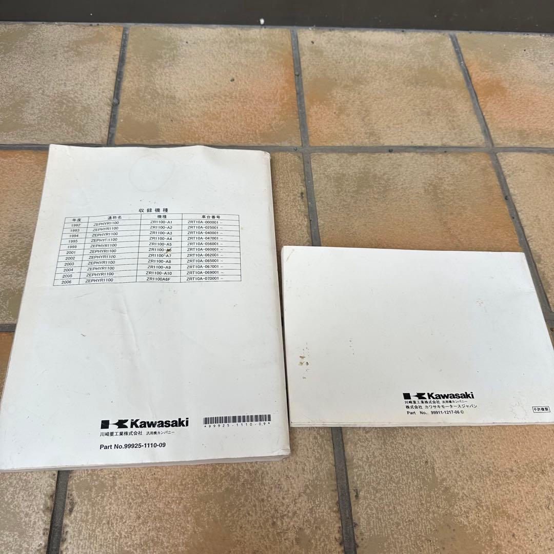 Zephyr ゼファー1100 サービスマニュアル　パーツリスト　中古品