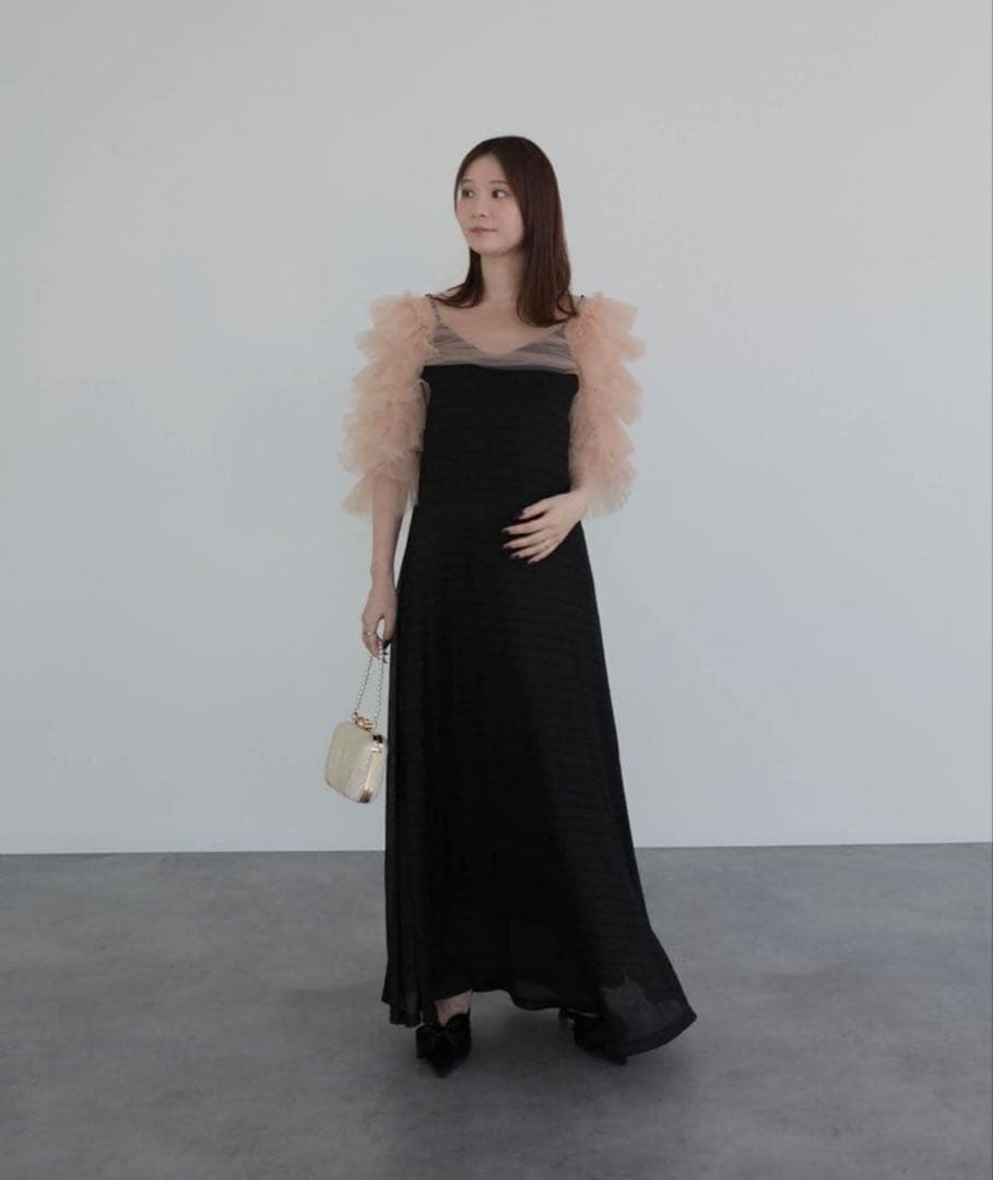 LEJA ティアードフリルチュールボレロワンピース