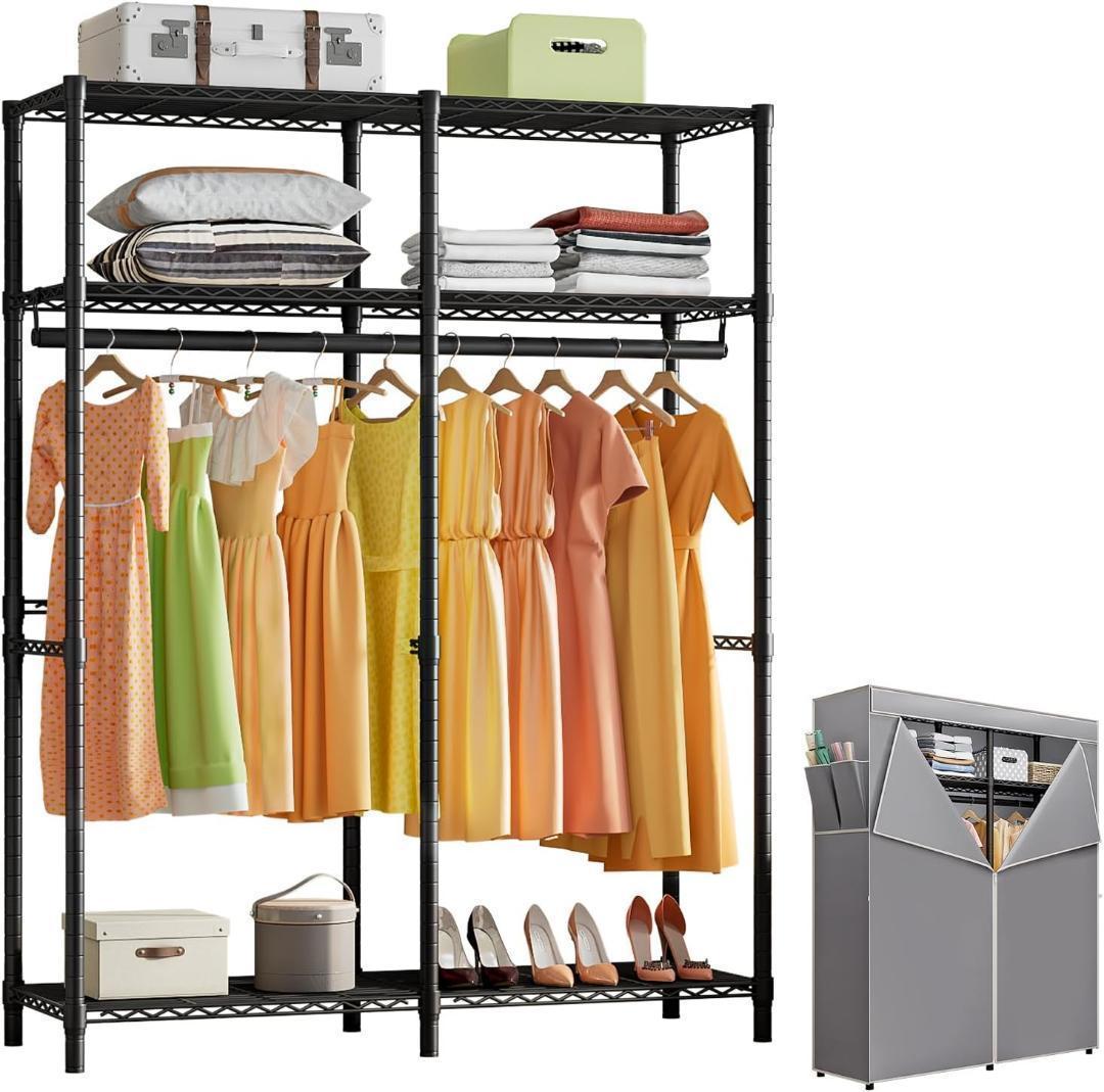 ワードローブ カバー付き ハンガーラック 頑丈 高さ176cm