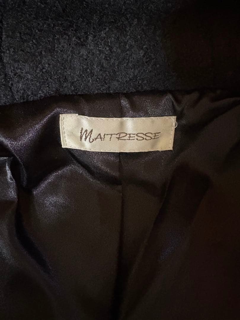 未使用 YAMADAYA リアルラビットファー ウールコート フード付 ブラック