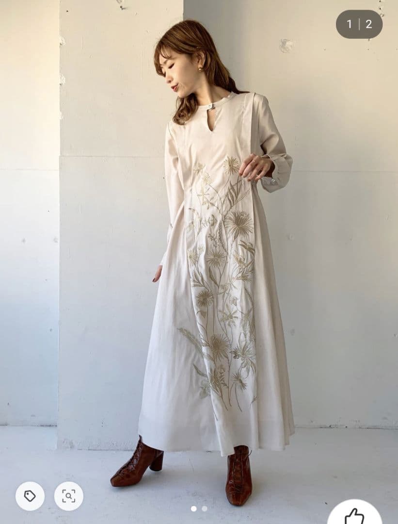 Ameri　MADELYN EMBROIDERY DRESS