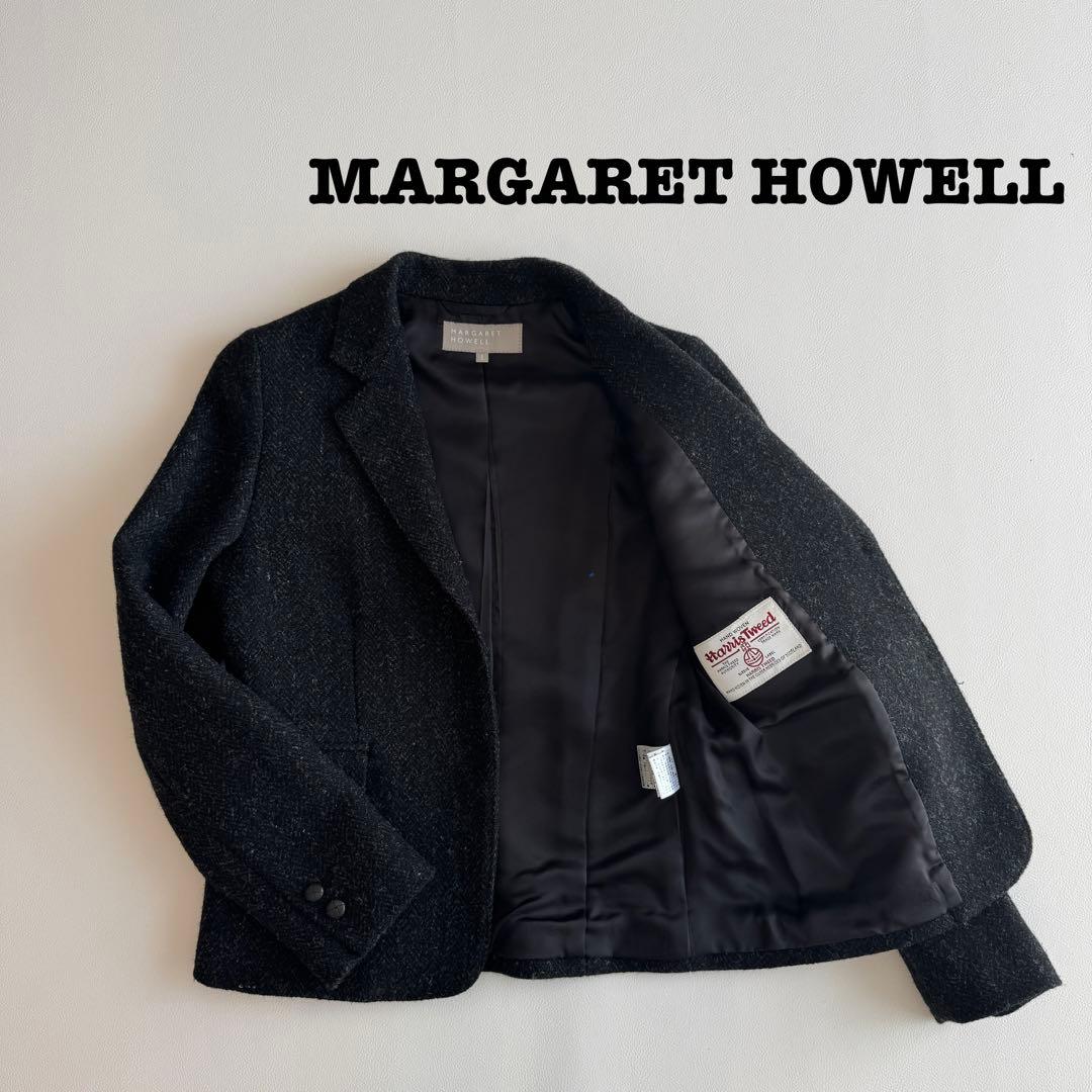 美品☺️マーガレットハウエルテーラードジャケット ハリスツイード黒系Mサイズ