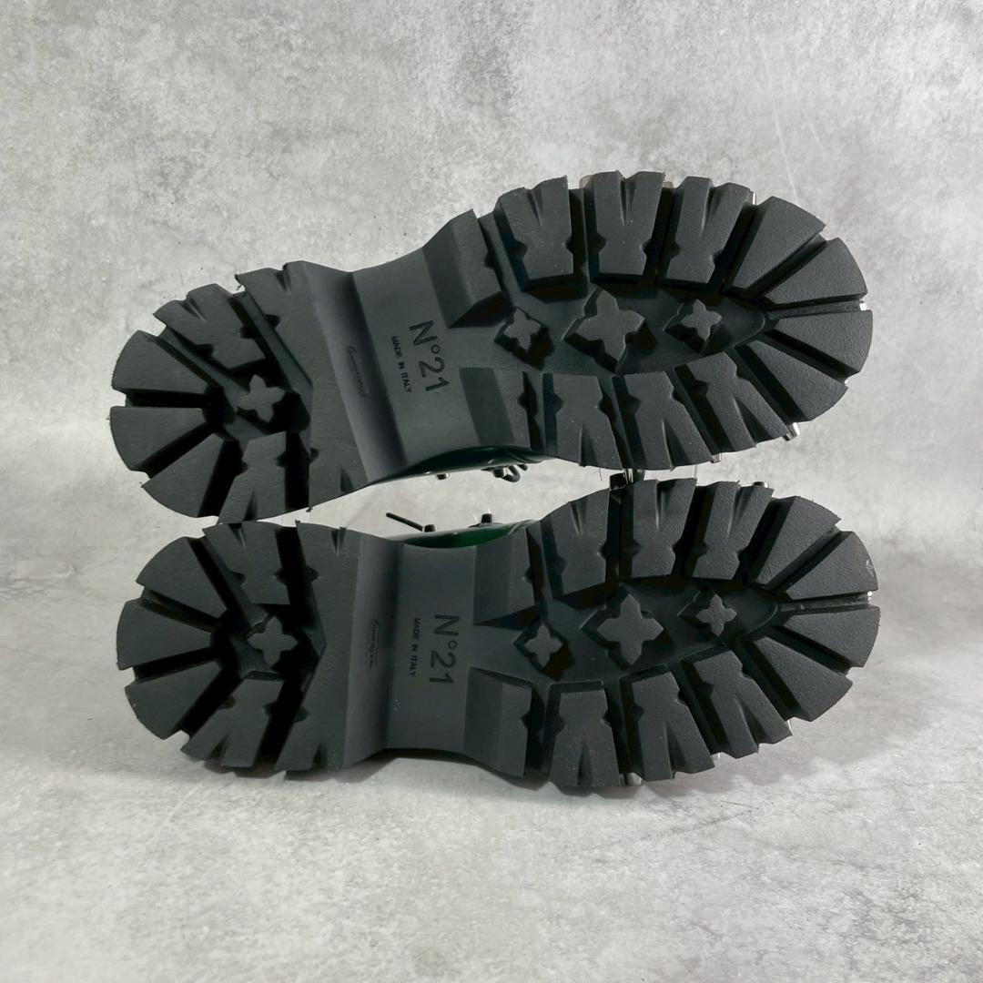 未使用　N21　スタッズ　厚底　ダービー　レザー　レースアップ　グリーン　緑