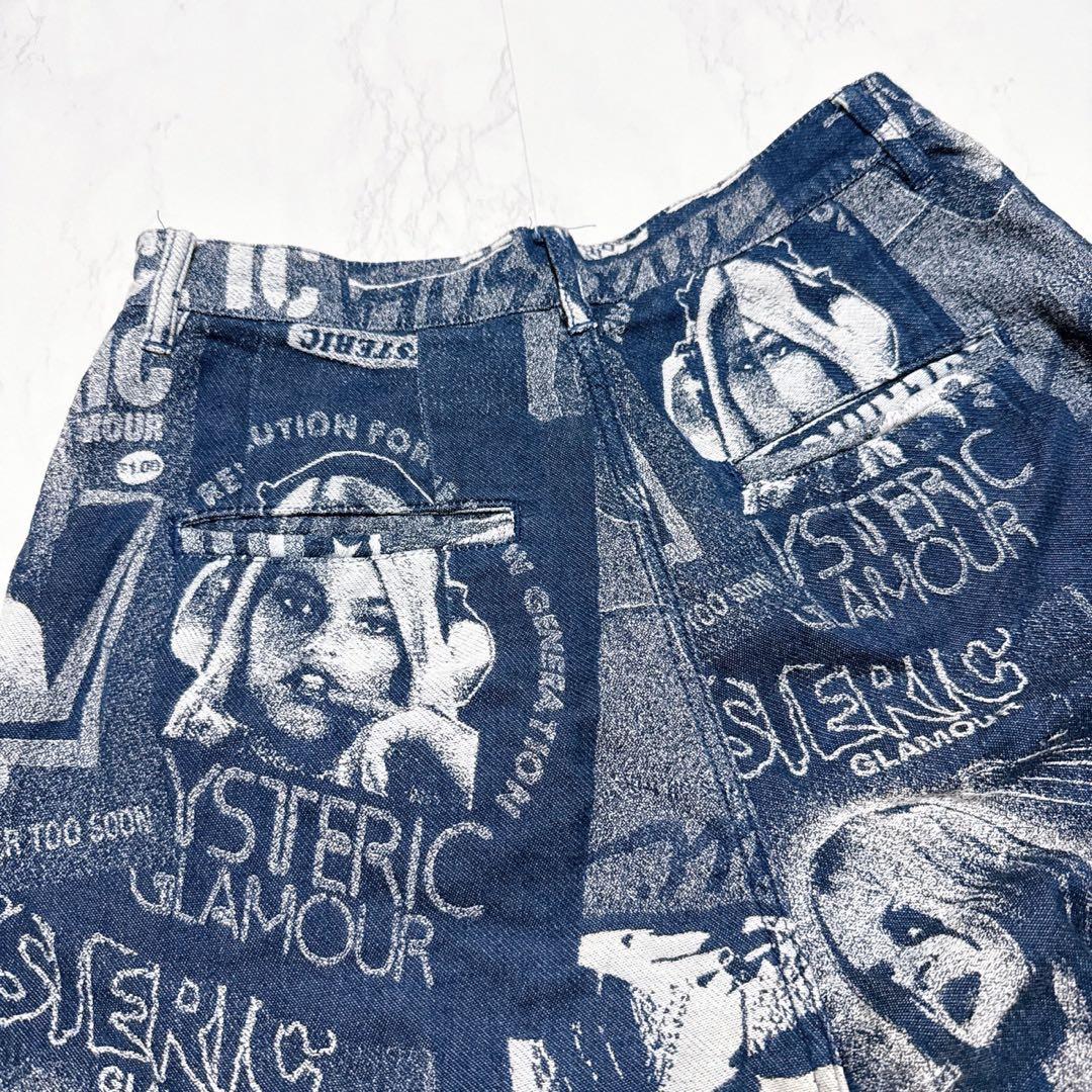 美品✨ヒステリックグラマー　ゆったり　ジャガードパンツ　総柄　ブルー