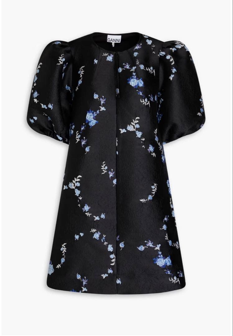 GANNI フローラルジャカード ミニワンピース メタリック　DE34