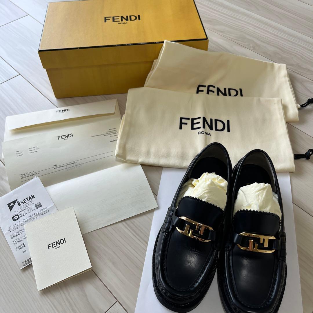 【レシート付】フェンディオーロック★ローファーゴールドサイズ35★22.5センチ