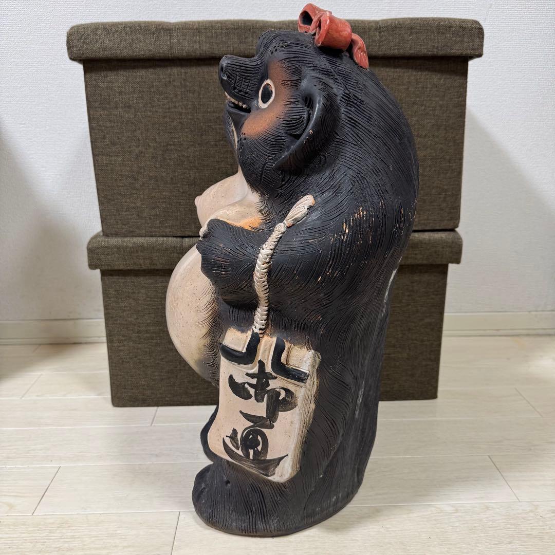 【縁起物】たぬき 置物 60cm 特大 女の子 メス 商売繁盛 夫婦円満 開運