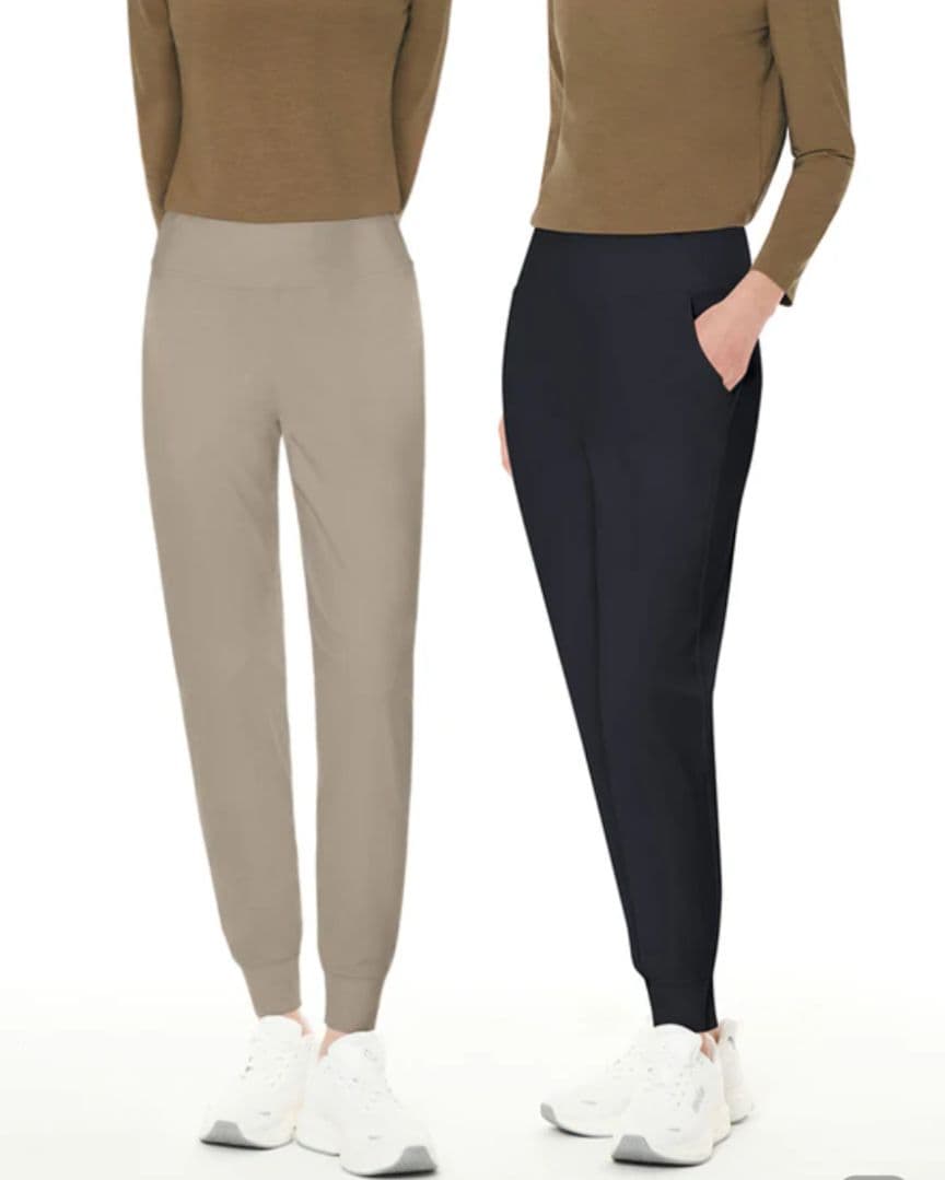 【andar】アンダール裏起毛ジョガーフィットレギンス フェザーベージュL