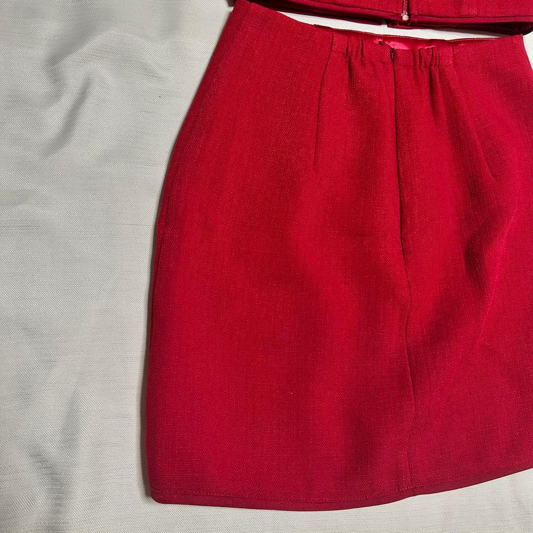 sugar 赤いビジュー付きクロップトップセット